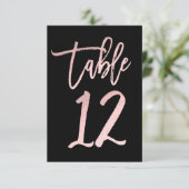 ローズゴールド ピンク フォイル モダン スクリプト テーブル ナンバー 12 招待状 (スタンド正面)