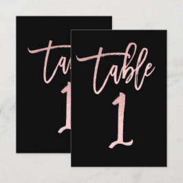 ローズゴールド ピンク フォイル モダン スクリプト テーブル ナンバー 1 招待状