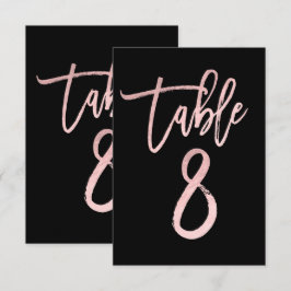ローズゴールド ピンク フォイル モダン スクリプト テーブル ナンバー 8 招待状