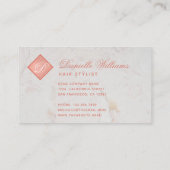 ローズゴールド ピンク ホワイト大理石のエレガントなモノグラム 名刺 (裏面)