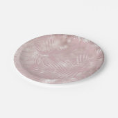 ローズゴールド ピンク ボタニカル トロピカル パームツリーの葉 ペーパープレート (アングル)