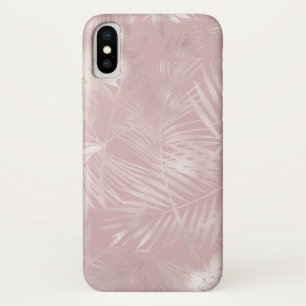 ローズゴールド ピンク ボタニカル トロピカル ヤシの葉っぱ iPhone X ケース