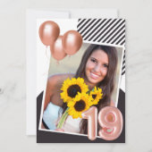 ローズゴールド フォト 19歳の誕生日パーティー 招待状 (正面)