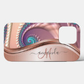 ローズゴールド フラクタル 手書きカリグラフィー Case-Mate iPhoneケース (裏面 (横))