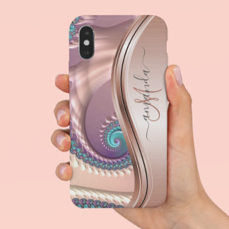 ローズゴールド フラクタル 手書きカリグラフィー iPhone 13 PROケース