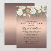ローズゴールド フラワー ギター スパーキング 結婚式前ウェディングパーティー 招待状 (正面/裏面)