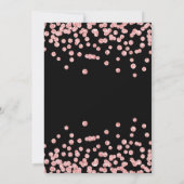 ローズゴールド フラワー & コンフェッティ 60歳の誕生日 ブラック 招待状 (裏面)