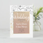 ローズゴールド フラワー フレーム 結婚式招待状 招待状 (スタンド正面)