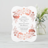 ローズゴールド |フローラエレガントとシンプルの結婚値 招待状 (スタンド正面)