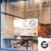 ローズゴールド フローラル バタフライ | 営業時間 QRコード ウィンドウサイン (カフェ窓)