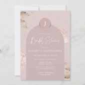 ローズゴールド フローラル | モダン アーチ ブライダルシャワー 招待状 (正面)