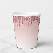 ローズゴールド ブッシュピンク グリッターとスパークル モノグラム  紙コップ (裏面)