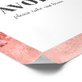 ローズゴールド、ブッシュ & シークイン ブライダル シャワー ギフト ポスター (角)