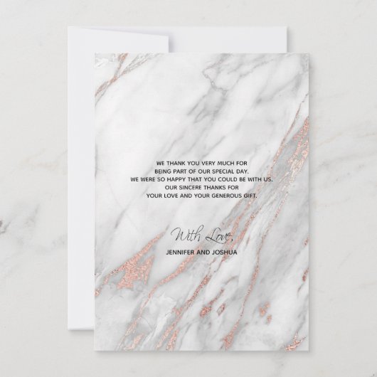 ローズゴールド ブラシストローク ウェディング サンクス | フォト 招待状 (裏面)