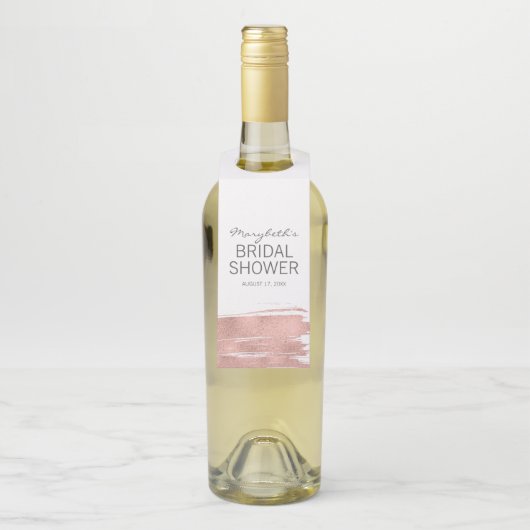 ローズゴールド ブラシストローク ブライダルシャワー ボトルタグ (ボトル)