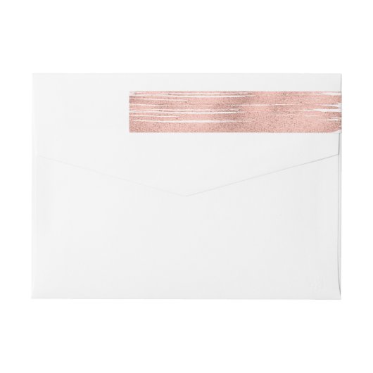 ローズゴールド ブラシストローク ラッピング アドレス ラベル (裏面)