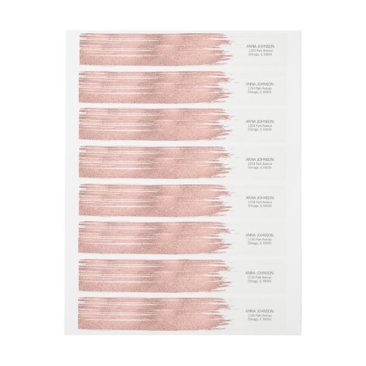 ローズゴールド ブラシストローク ラッピング アドレス ラベル (シート)