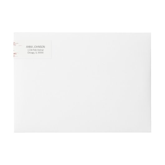 ローズゴールド ブラシストローク ラッピング アドレス ラベル (正面)