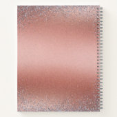 ローズゴールド ブラシ仕上げ メタル グリッター モノグラム | ノートブック (裏面)