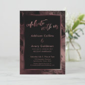 ローズゴールド & ブラックマーブル お祝いに参加しよう 招待状 (スタンド正面)