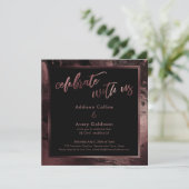 ローズゴールド & ブラックマーブル　私たちと一緒に祝おう 招待状 (スタンド正面)