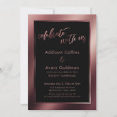 ローズゴールド & ブラック お祝いに参加しよう 招待状 (正面)