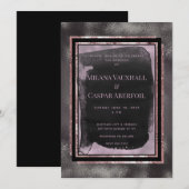 ローズゴールド & ブラック ウォータカラー ギャラリー ウェディング パーティー 招待状 (正面/裏面)