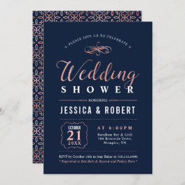 ローズゴールド & ブラック | エレガントなカップルの結婚前お披露目パーティー 招待状