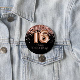 ローズゴールド ブラック サweet 16 誕生日パーティー 缶バッジ
