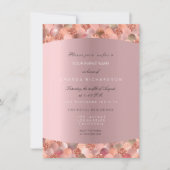 ローズゴールド ブラック ホワイト マーメイドスケール ブラッシュ ブライダル 招待状 (正面)