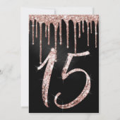 ローズゴールド ブラック メタリック グリッター ドリップス キンセアニエラ 招待状 (裏面)