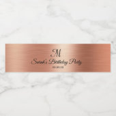 ローズゴールド ブラック モノグラム 結婚式 誕生日 ペットボトルラベル (シングルラベル)