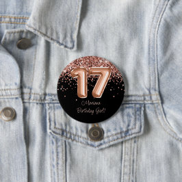 ローズゴールド ブラック 17歳の誕生日パーティー 缶バッジ