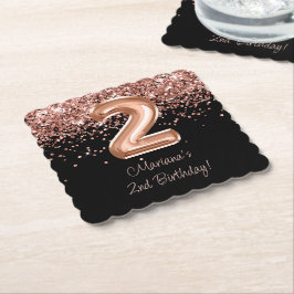 ローズゴールド ブラック 2歳 誕生日パーティー ペーパーコースター