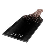 ローズゴールド ブラッシュピンク グリッター モノグラムイニシャル カッティングボード (角)