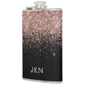 ローズゴールド ブラッシュピンク グリッター モノグラムイニシャル フラスク (左)