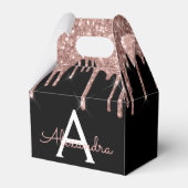 ローズゴールド - ブラッシュピンク ブラック グリッター モノグラム フェイバーボックス (正面サイド)