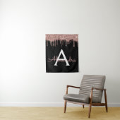 ローズゴールド - ブラッシュピンク ブラック グリッター モノグラム 名 タペストリー (インサイチュ)