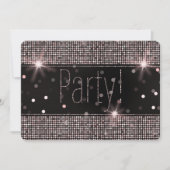 ローズゴールド ブラッシュ ピンク スパークル ライト パーティー 招待状 (正面)