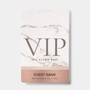 ローズゴールド ブラッシュ ピンク マーブル VIP イベント アクセス パス バッジ