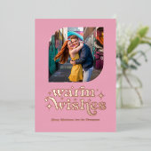 ローズゴールド&ブラッシュ モダン レトロ クリスマス フォト 箔シーズンカード (立ち正面)