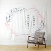 ローズゴールド ブルー グリーンの結婚式写真用背景 タペストリー (インサイチュ(横))