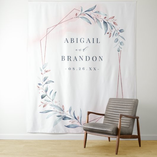 ローズゴールド ブルー グリーンの結婚式写真用背景 タペストリー (インサイチュ)