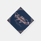ローズゴールド ブルー 婚約パーティー 婚約しました 婚約パーティー用品 スタンダードカクテルナプキン (角)