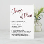 ローズゴールド プランの変更 延期 結婚カード 招待状 (スタンド正面)