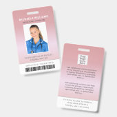 ローズゴールド ヘアケア バーコード 社員写真 ID バッジ (正面＆裏面)