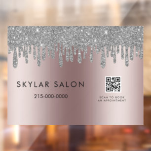 ローズゴールド ヘアサロン スタイリスト QRコード ウィンドウサイン