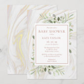 ローズゴールド ベビーガールシャワー | スプリンкл 招待状 (正面/裏面)