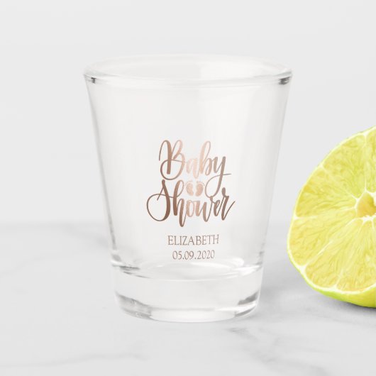ローズゴールド ベビーシャワー 足型 ショットグラス (正面)