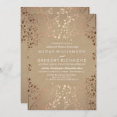 ローズゴールド ベビーズブレス フラワー リハーサルディナー 招待状 (正面/裏面)